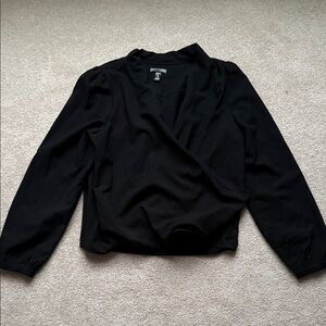 Aqua Black Wrap Blouse